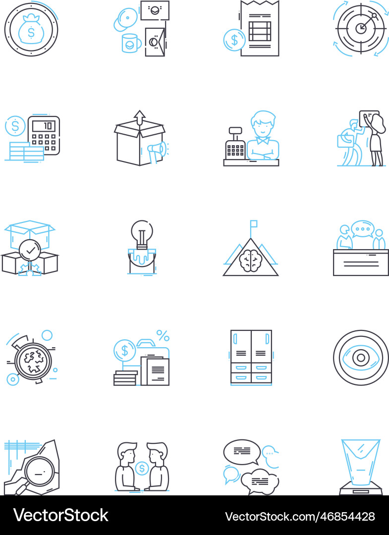 Budget analysts linear icons set forecasting Budget analysts linear icons set forecasting vector image