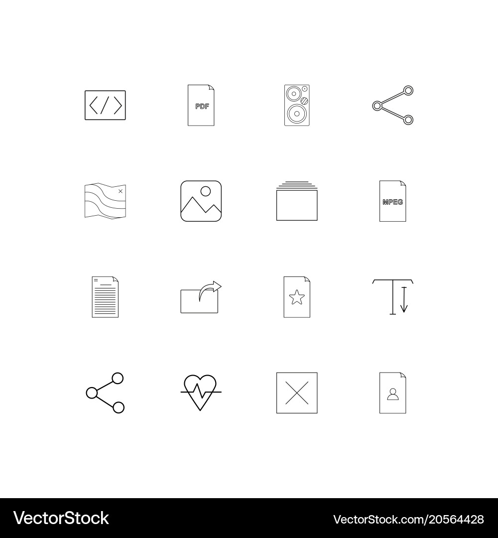 Files and folders sign simple linear icons set vector image