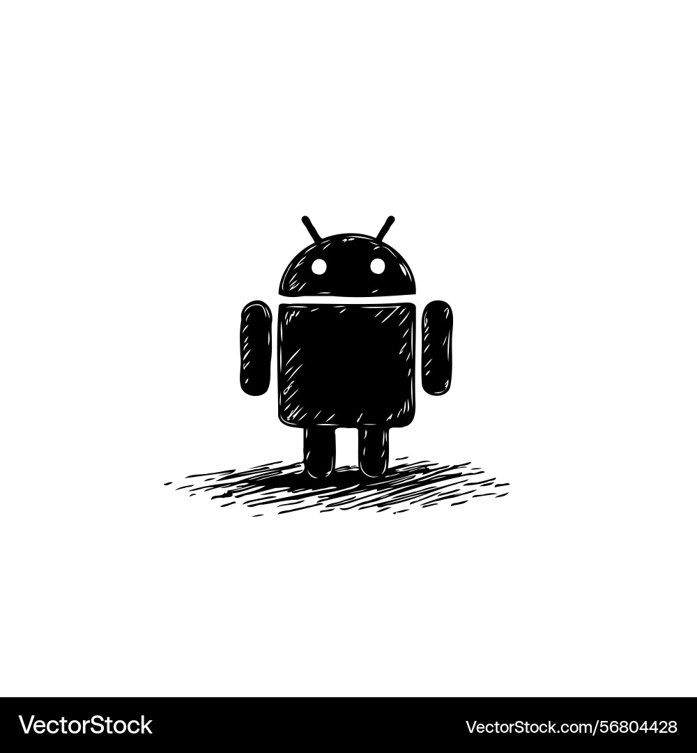 Hand-drawn android robot representation concept vector image