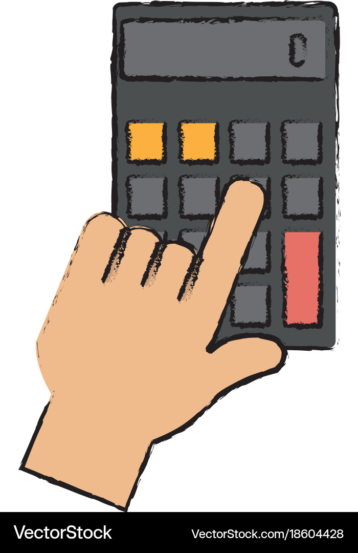 Hand with calculator device isolated icon vector image