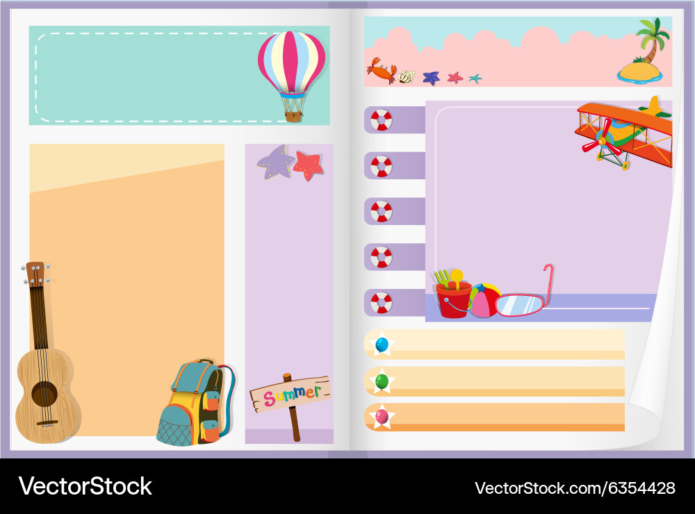 Paper design with summer objects Vector Image