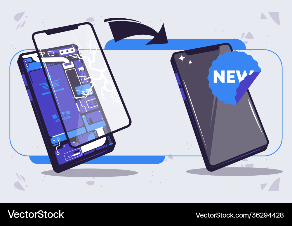 Replacing a new screen for mobile Replacing a new screen for mobile vector image