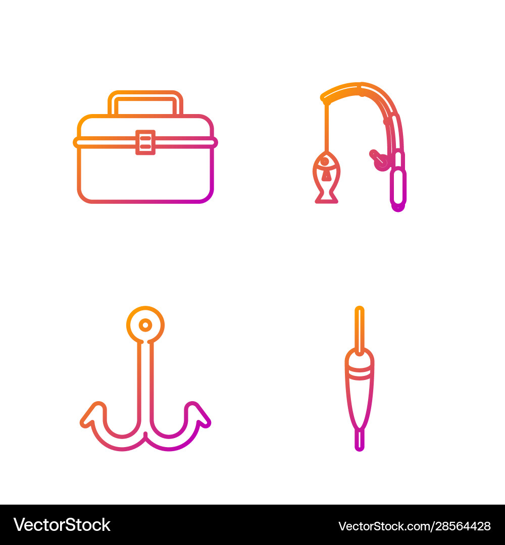 Set line fishing float hook case or box Vector Image