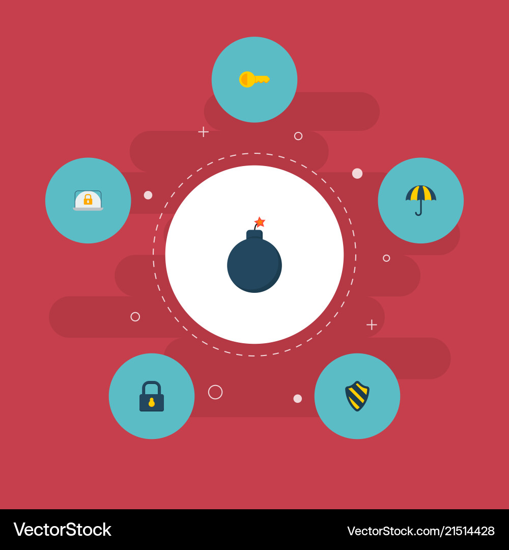 Set of security icons flat style symbols with lock Set of security icons flat style symbols with lock vector image