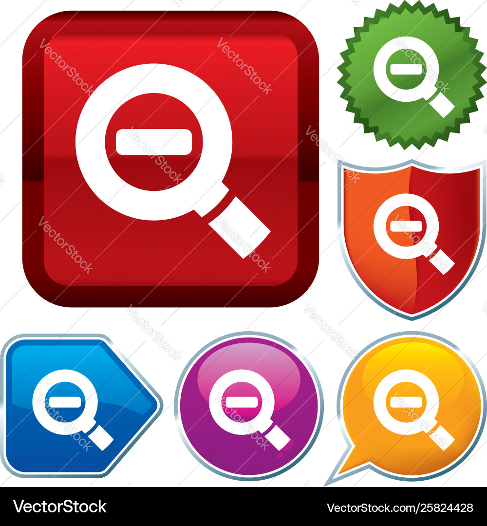 Set shiny icon series on buttons reduce vector image
