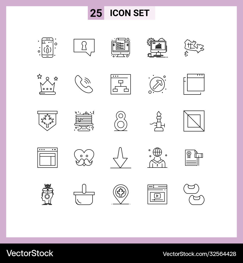 User interface pack 25 basic lines map Vector Image