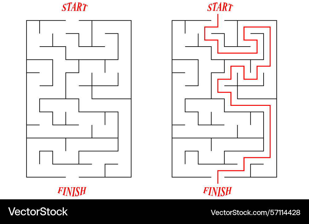 Vertical rectangular labyrinth with entry vector image