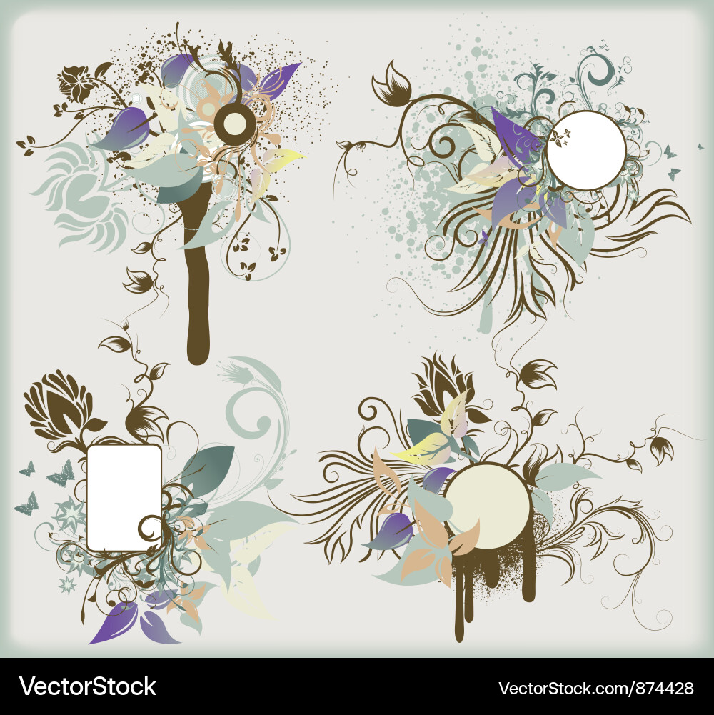 Vintage floral frames set Royalty Free Vector Image