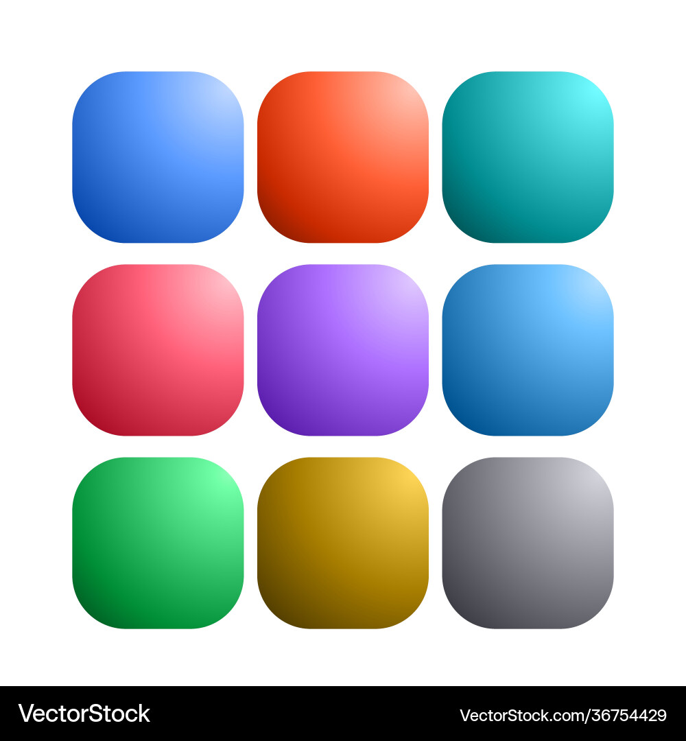 9 colored blank web internet button satin rounded vector image