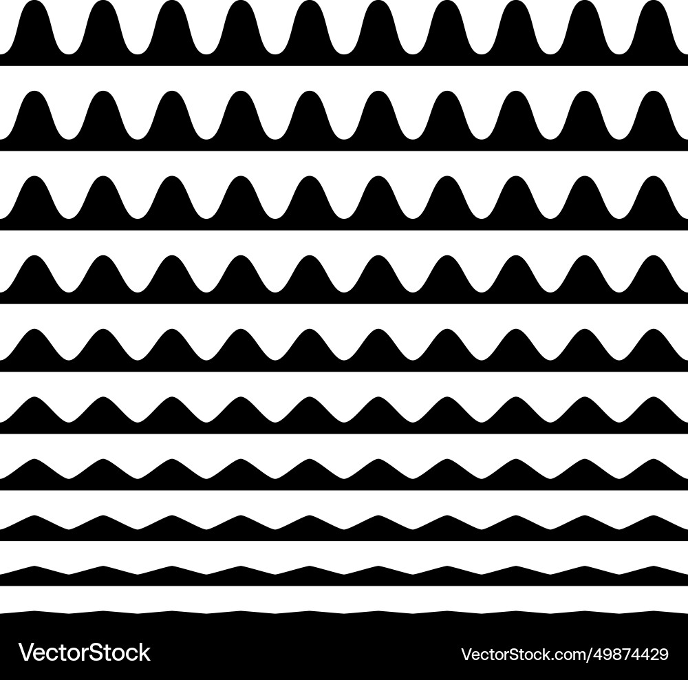 A set of wavy zigzag horizontal wiggly lines A set of wavy zigzag horizontal wiggly lines Vector Image