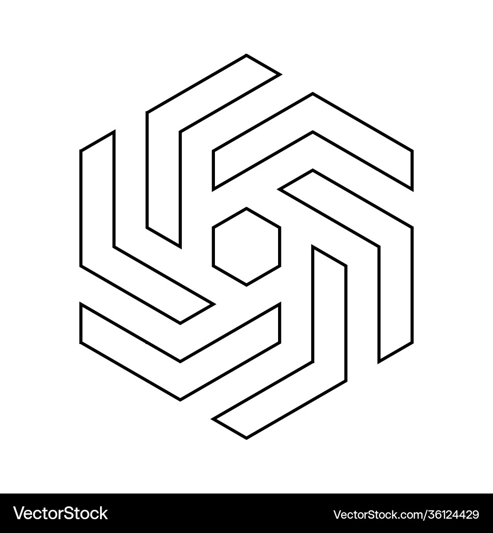 Abstract hexagonal vane design element Abstract hexagonal vane design element vector image
