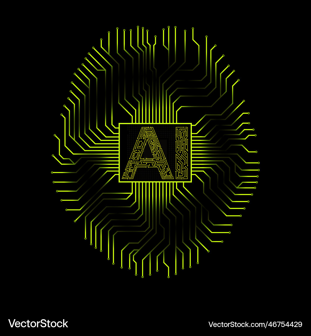 Abstract technological brain with artificial vector image