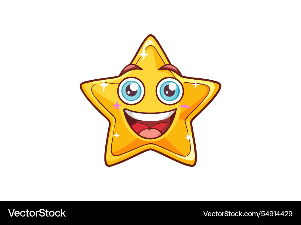 Adorable golden star emoji with happy eyes Adorable golden star emoji with happy eyes vector image
