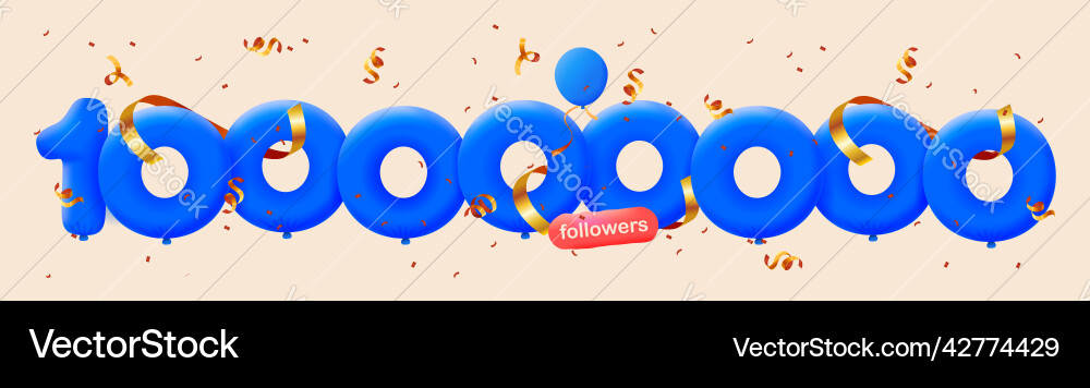 Banner with 100m followers thank you 3d blue Banner with 100m followers thank you 3d blue vector image