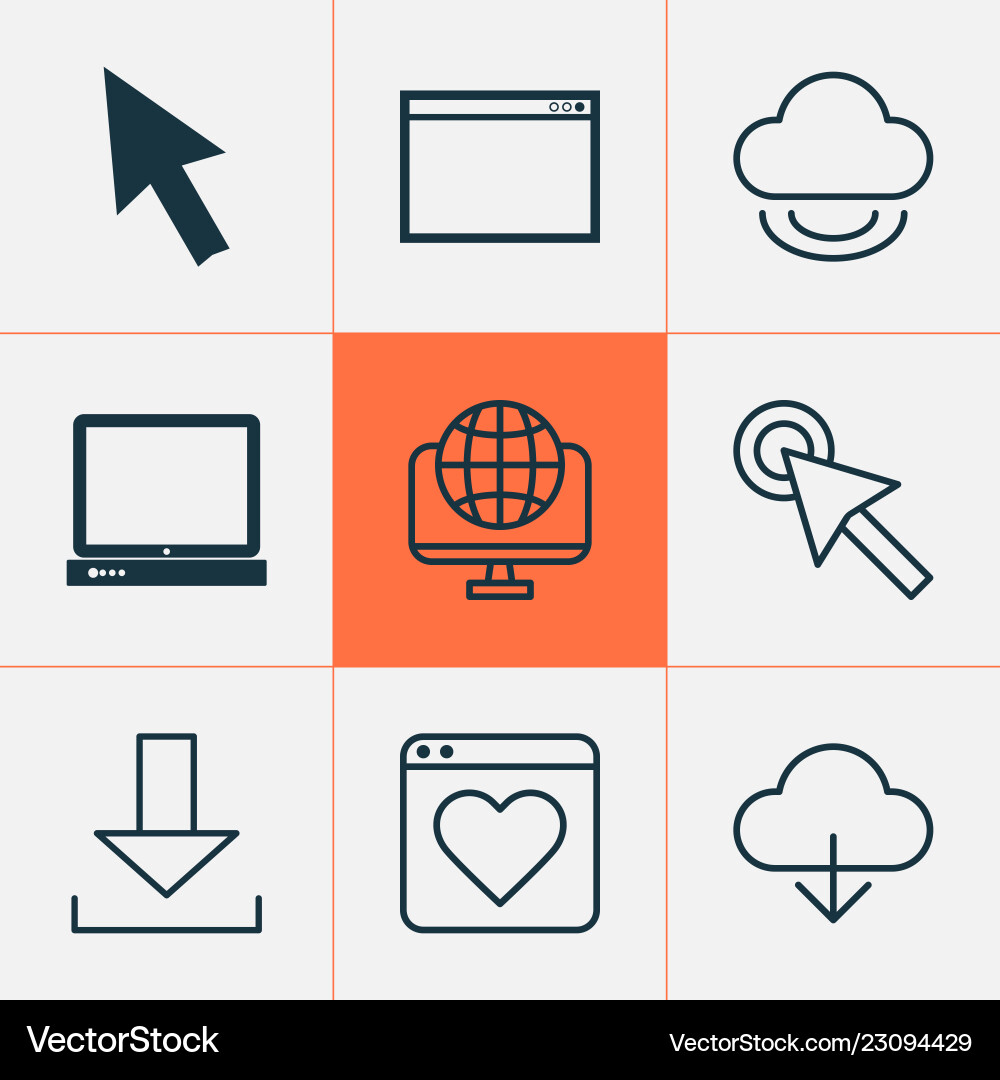 Connection icons set with world wide web cloud Connection icons set with world wide web cloud vector image
