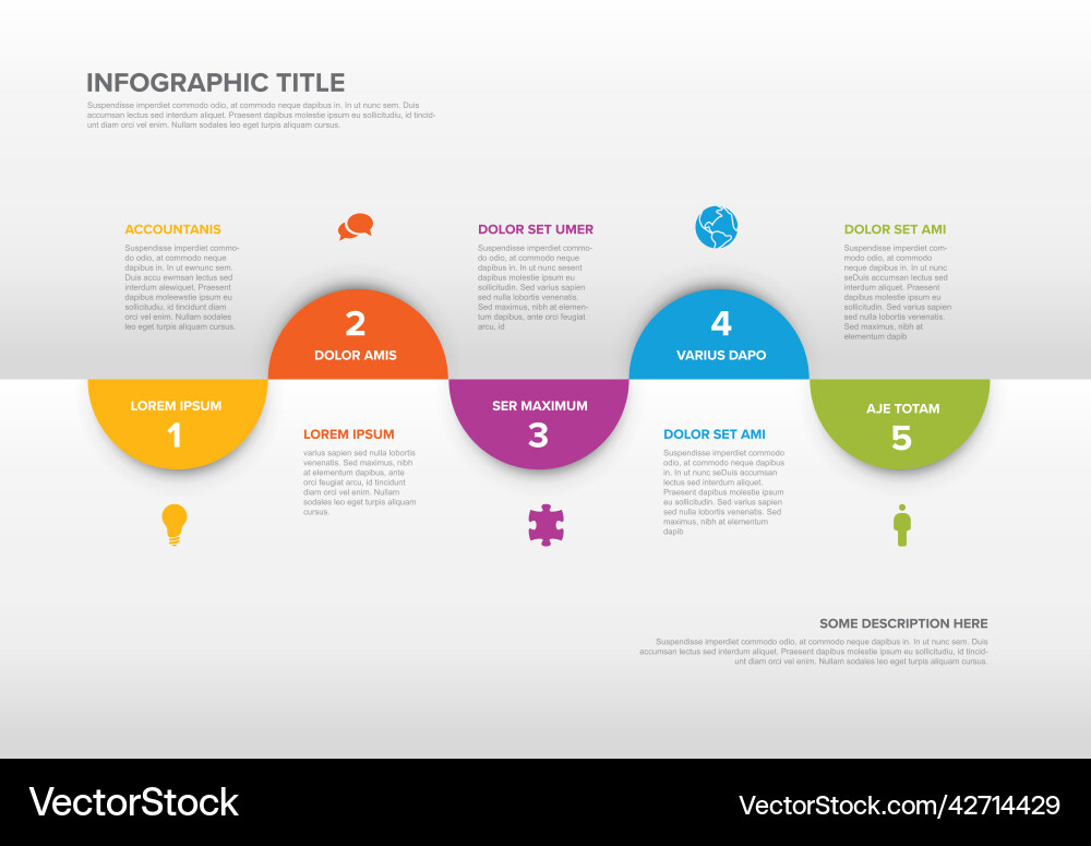 Five circle steps elements template with icons Five circle steps elements template with icons vector image