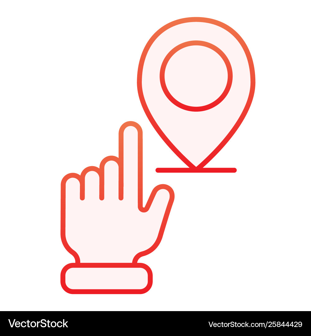 Hand pointing location flat icon with map Hand pointing location flat icon with map vector image