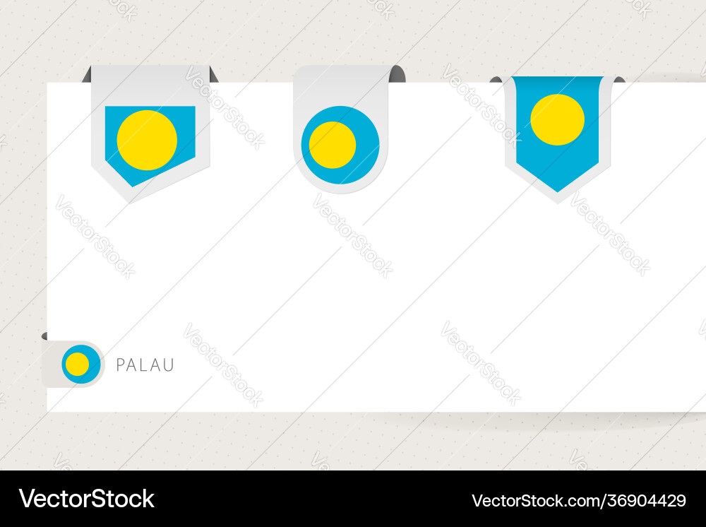 Label flag collection palau in different shape Vector Image