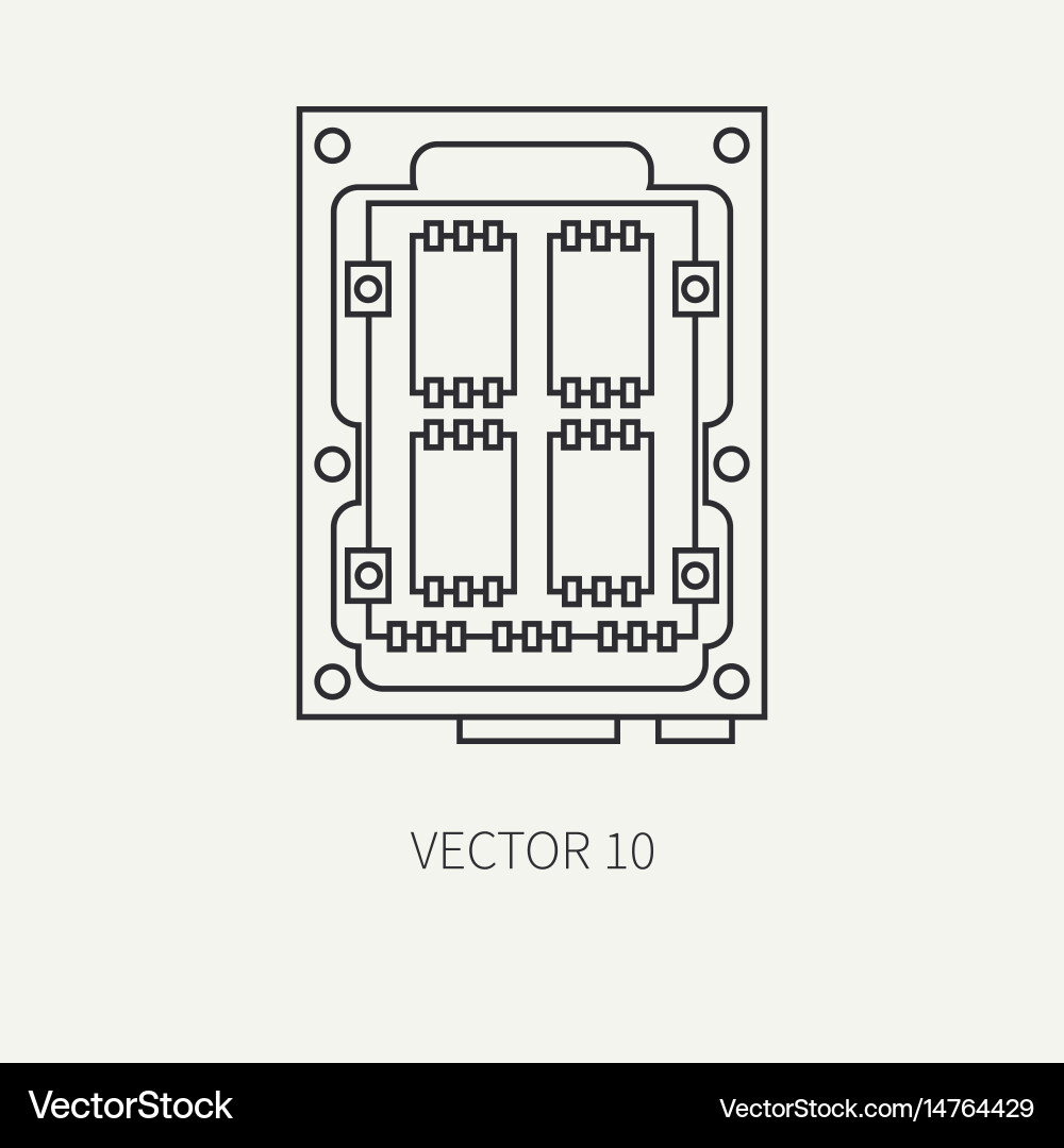 Line flat computer part icon data storage vector image