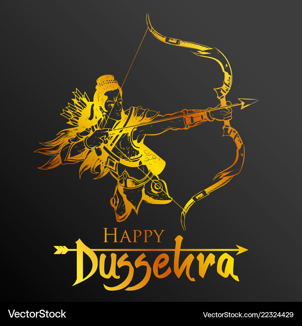 Lord rama in navratri festival india poster vector image