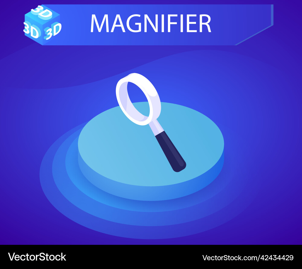 Magnifier isometric design icon web 3d colorful Magnifier isometric design icon web 3d colorful vector image