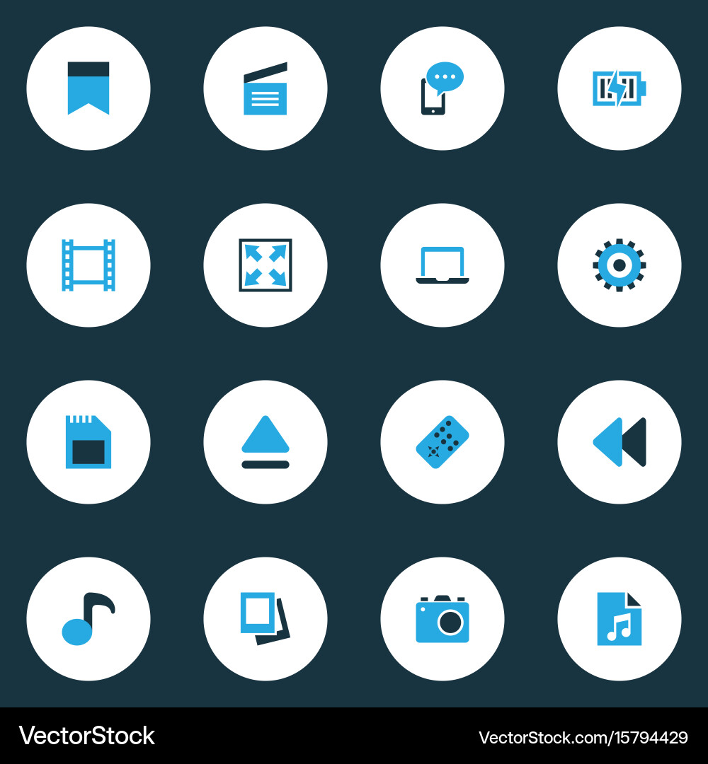 Music colorful icons set collection of memory vector image
