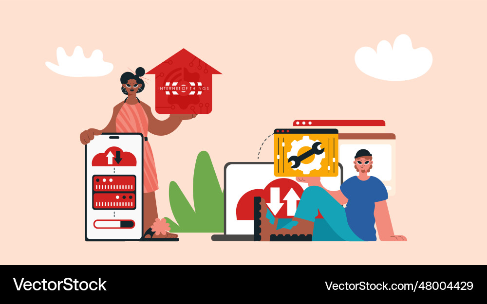 Representation of the iot modify and back bunch vector image