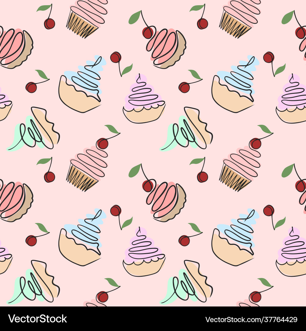 Seamless pattern with cakes background Seamless pattern with cakes background vector image