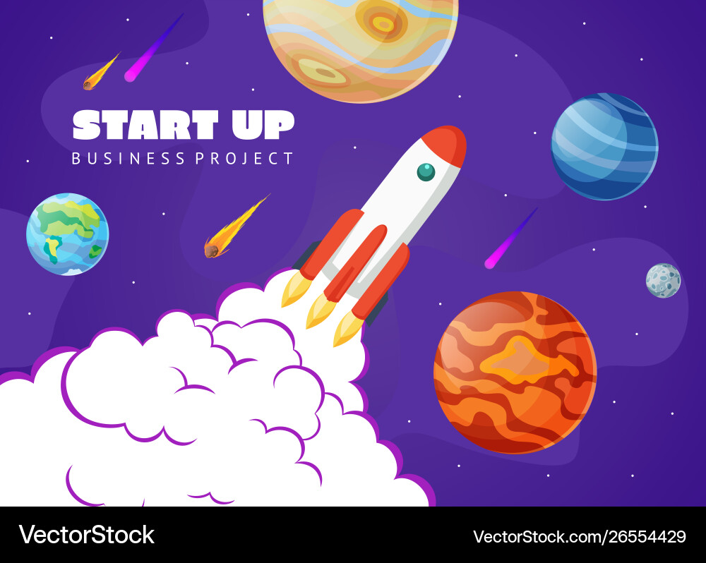 Startup Space Background with Rockets vector image