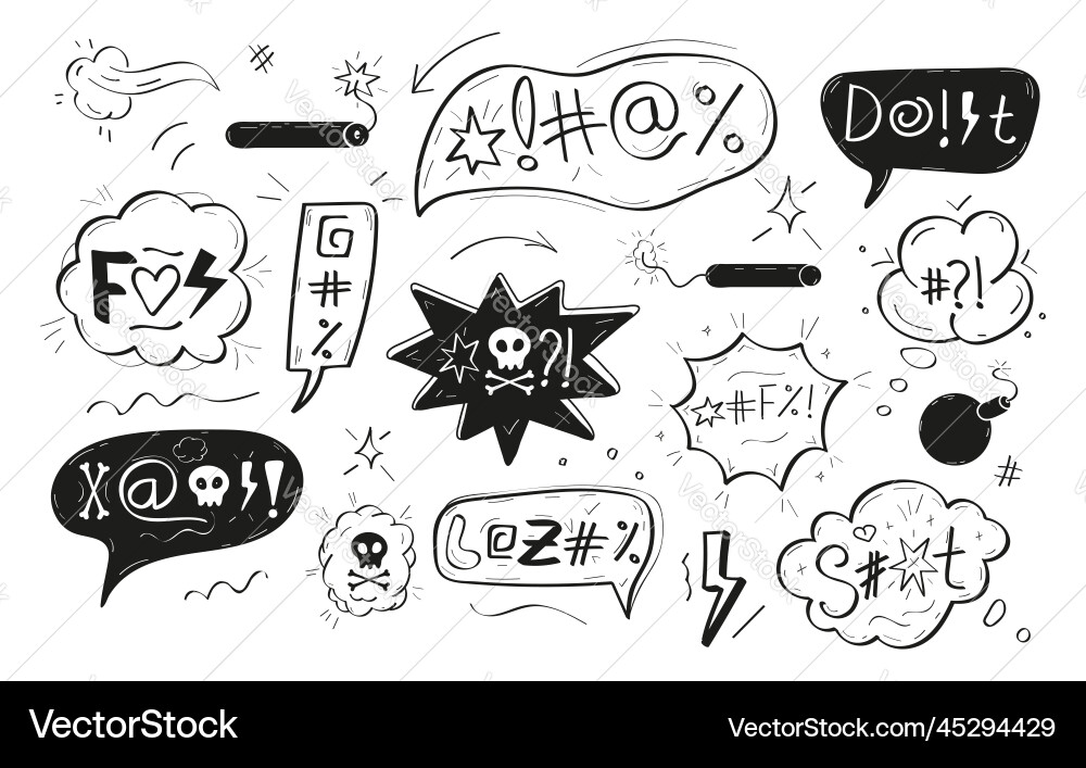 Swear explektiv Wörter gesetzt wütend rude Swear explektiv Wörter gesetzt wütend rude vektorbild