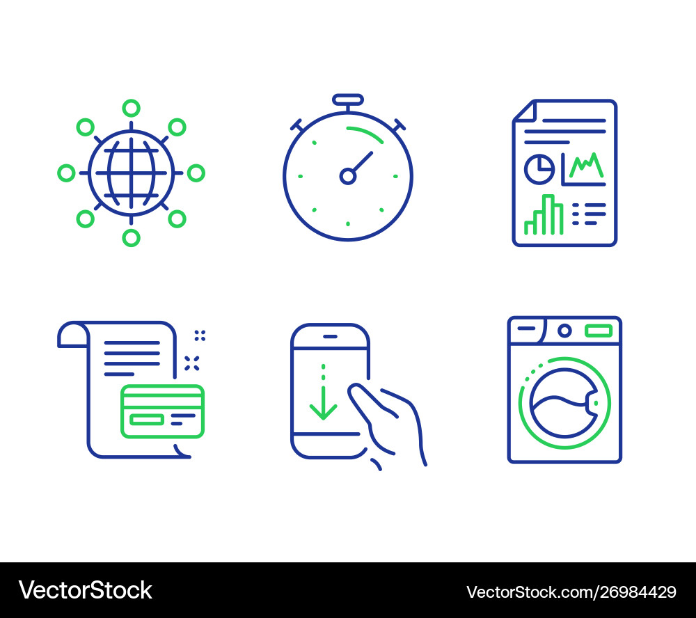 Timer scroll down and international globe icons Timer scroll down and international globe icons vector image