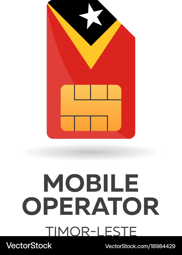 Timor-leste mobile operator sim card with flag vector image