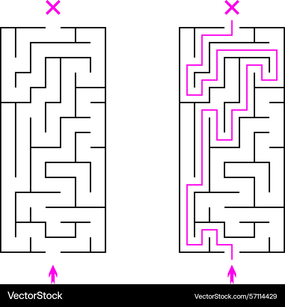 Vertical rectangular labyrinth with entry vector image