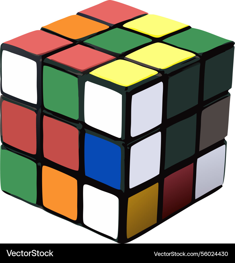 A colorful partially solved rubiks cube puzzle A colorful partially solved rubiks cube puzzle vector image