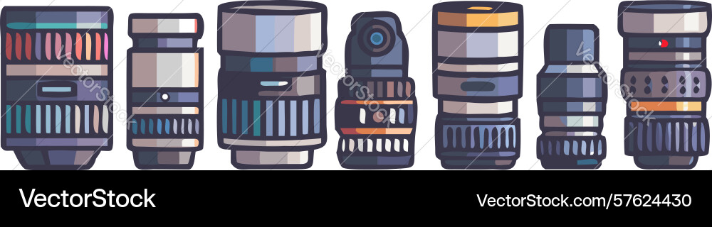 Camera lenses collection design generative ai vector image