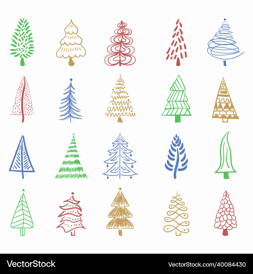 Christmas tree brush hand drawn doodle for new yea Christmas tree brush hand drawn doodle for new yea Vector Image