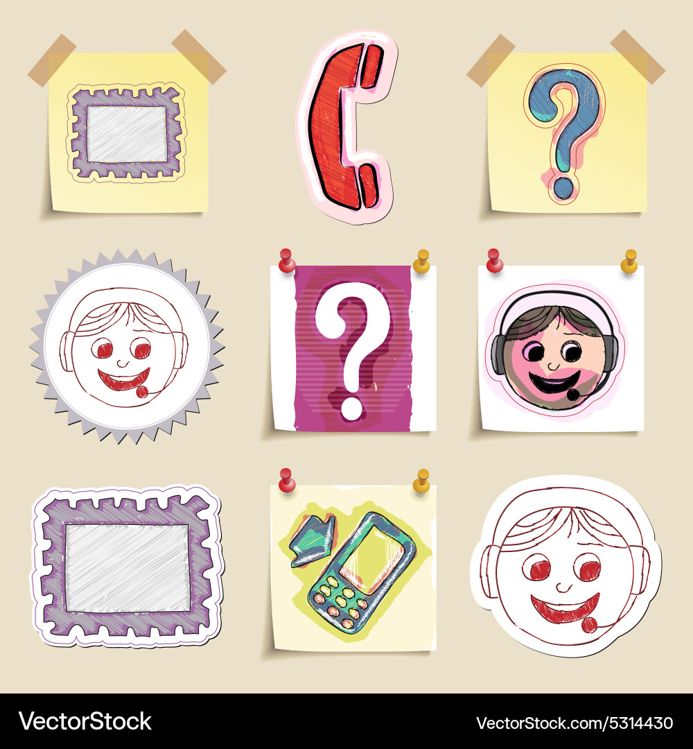 Communication icons set hand drawn and isolated Vector Image