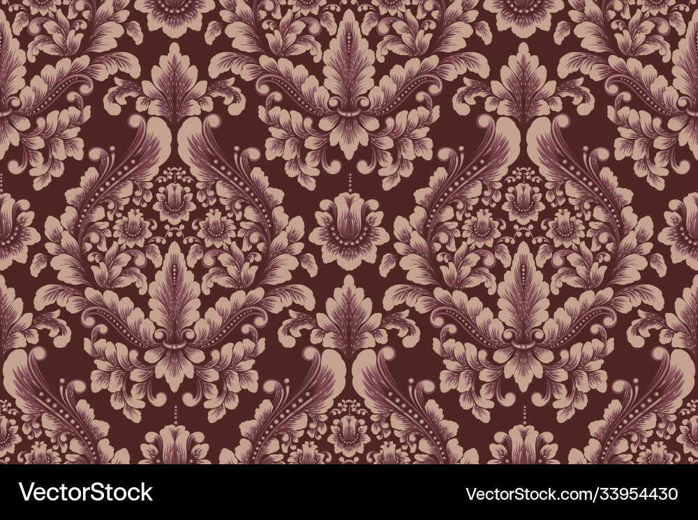 Damask seamless pattern element classical Damask seamless pattern element classical vector image