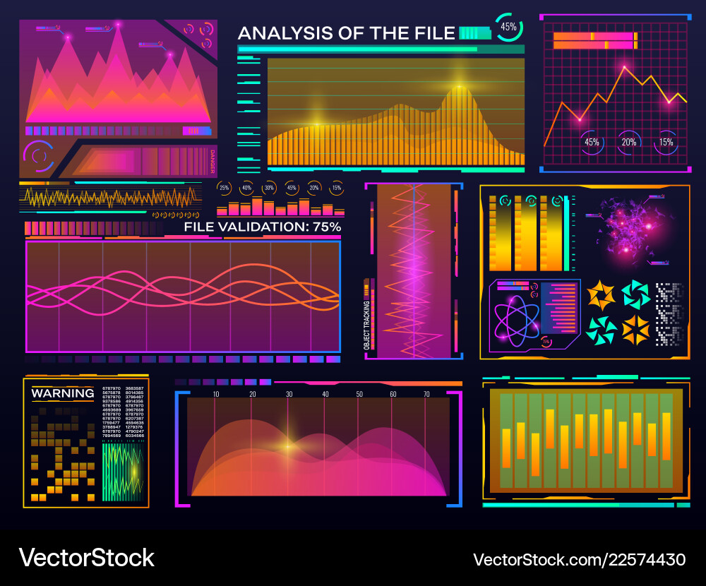 Data visualization set hud color interface Data visualization set hud color interface vector image