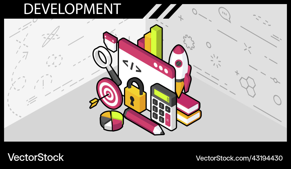 Development isometric design icon web 3d vector image