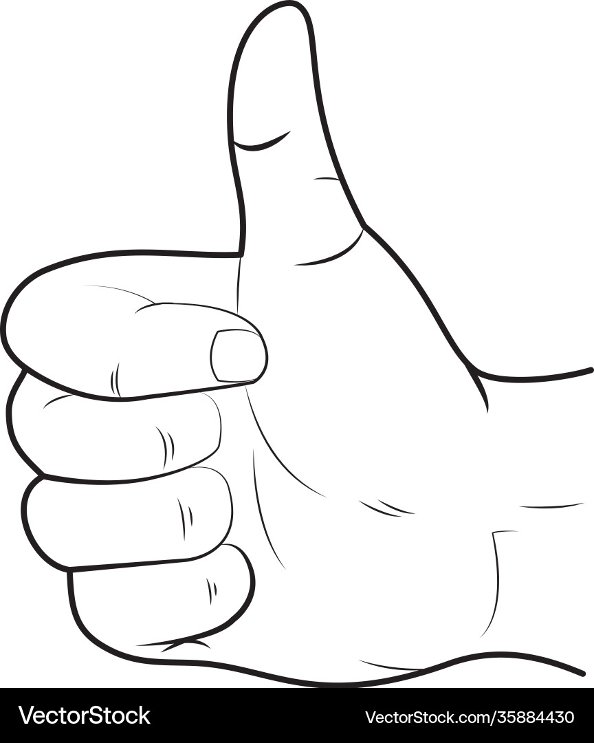 Hand gesture with thumb up icon sketch style Vector Image