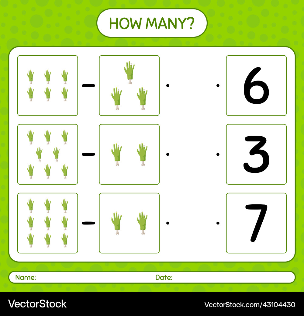 How many counting game with zombies hand How many counting game with zombies hand Vector Image