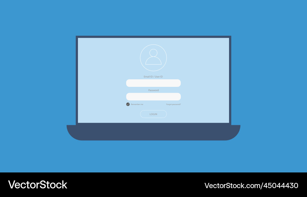 Laptop with login and password form page Laptop with login and password form page vector image