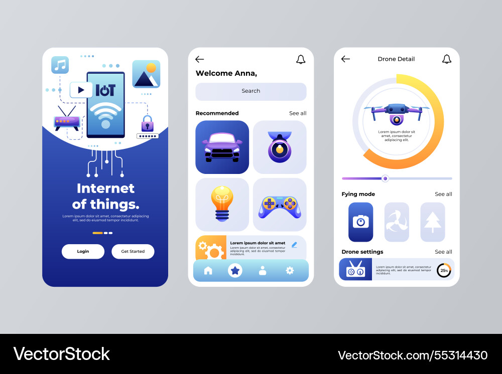 Mobile app interface for internet of things Mobile app interface for internet of things vector image