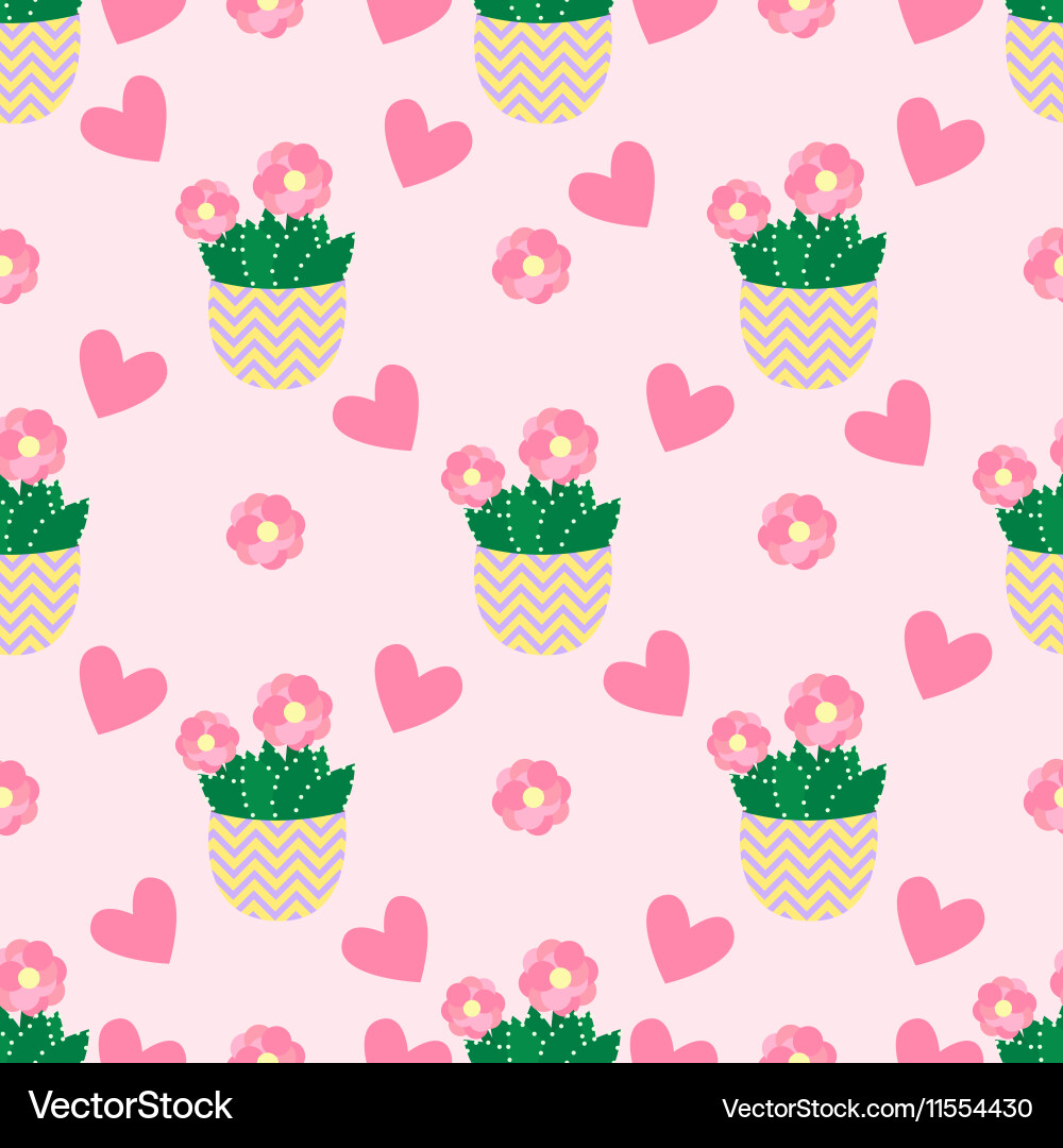 Seamless pattern with cactus vector image