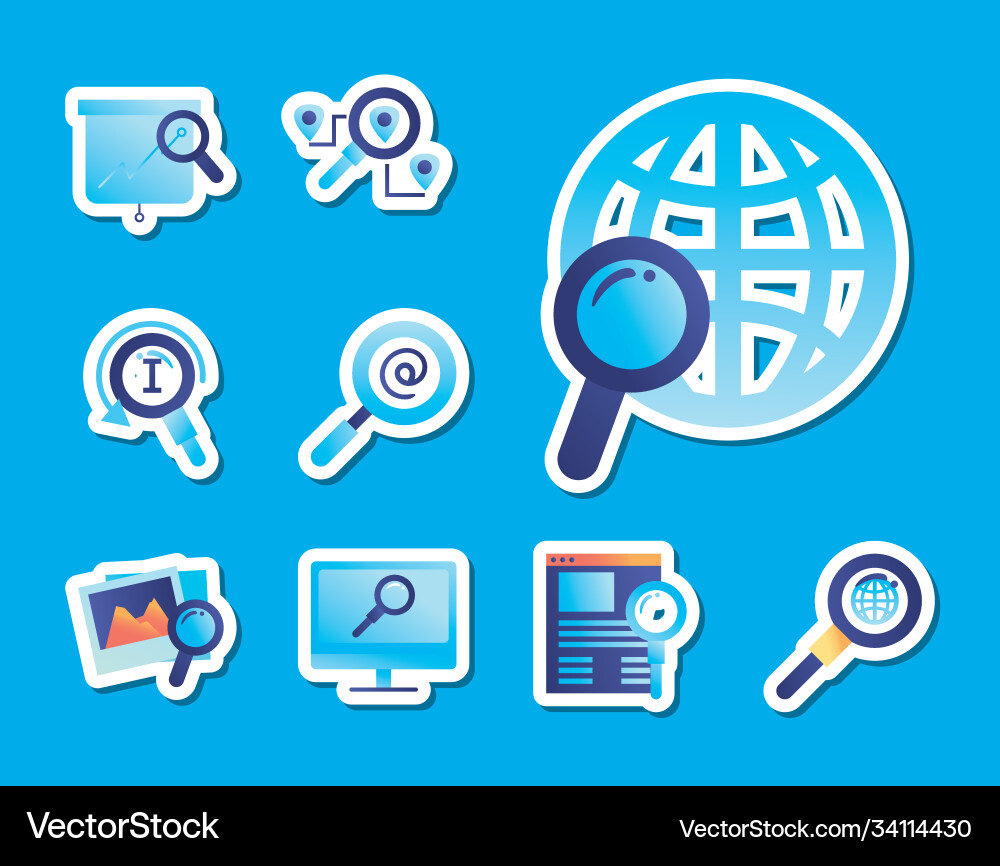 Search gradient style set icons design Vector Image