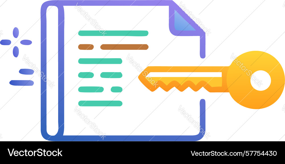 Secure document access with key icon design vector image