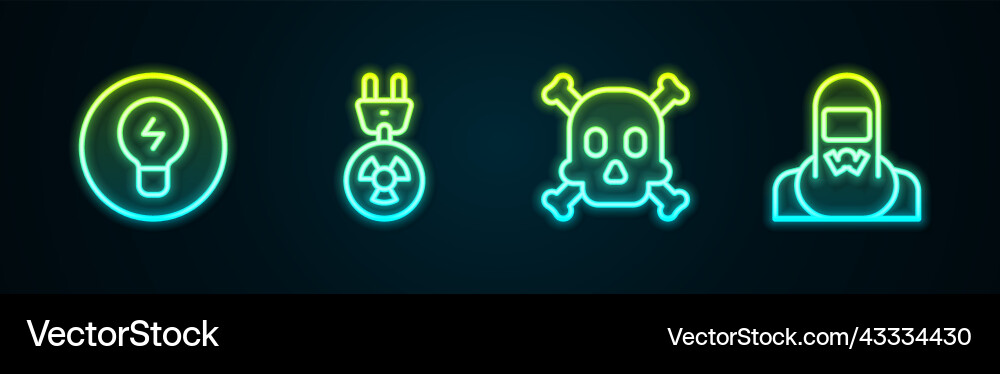 Set line light bulb with concept of idea Vector Image