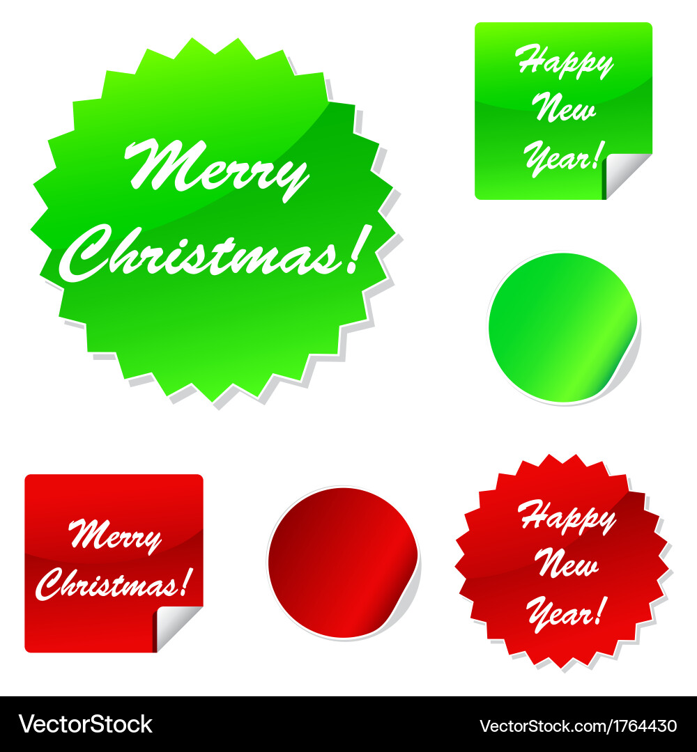 Set of sticky web icons in red and green for your vector image
