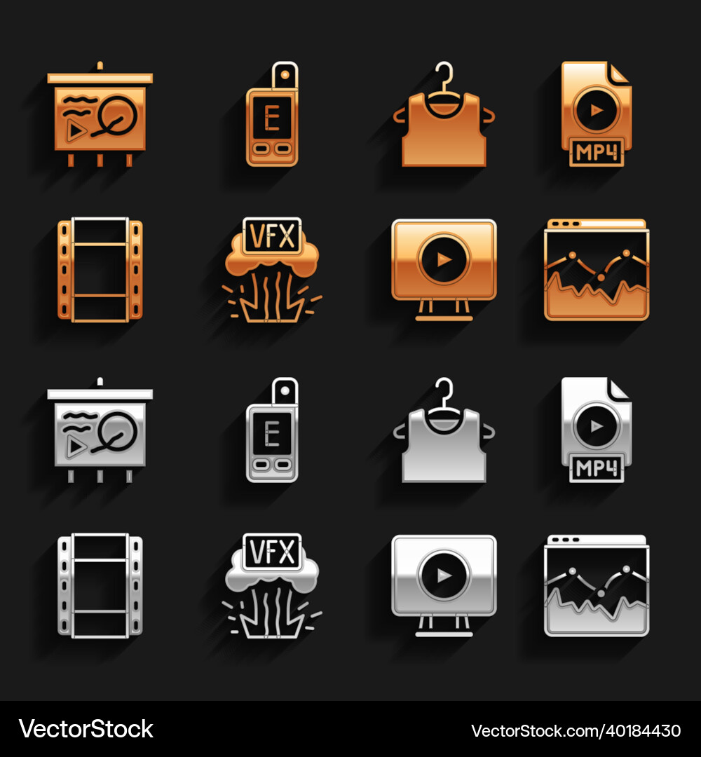 Set vfx mp4 file document music wave equalizer Set vfx mp4 file document music wave equalizer vector image